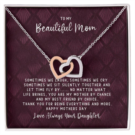 Mothers Day Best Friend - Interlocking Hearts - Love Daughter Interlocking Hearts Necklace