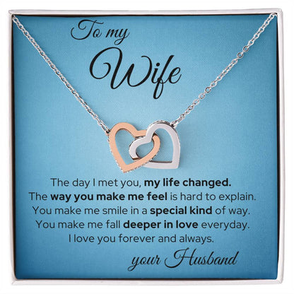 My Life Changed - Wife Necklace Interlocking Hearts Necklace