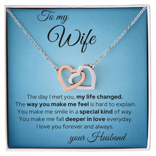 My Life Changed - Wife Necklace Interlocking Hearts Necklace