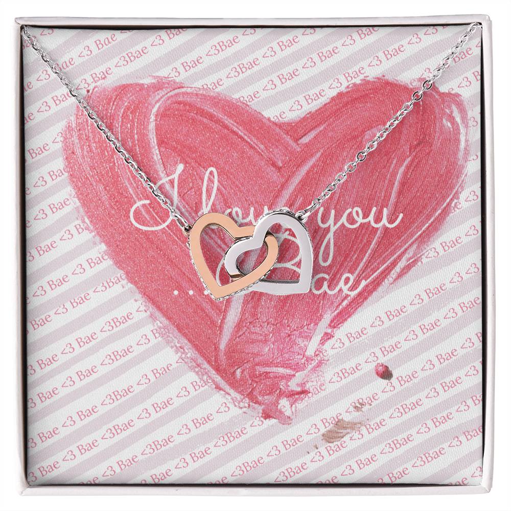 I Love You. Bae Cubic Zirconia Necklace Interlocking Hearts Necklace