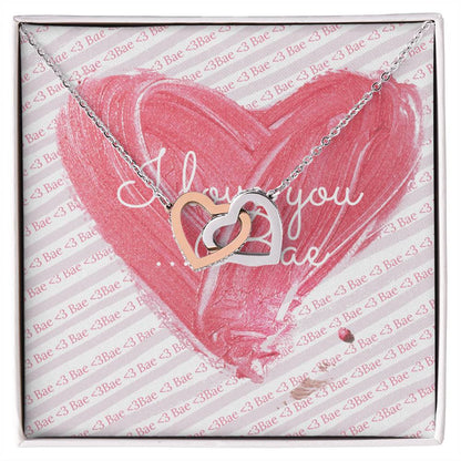 I Love You. Bae Cubic Zirconia Necklace Interlocking Hearts Necklace