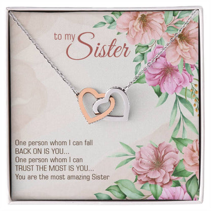 To My Sister Interlocking Hearts Necklace