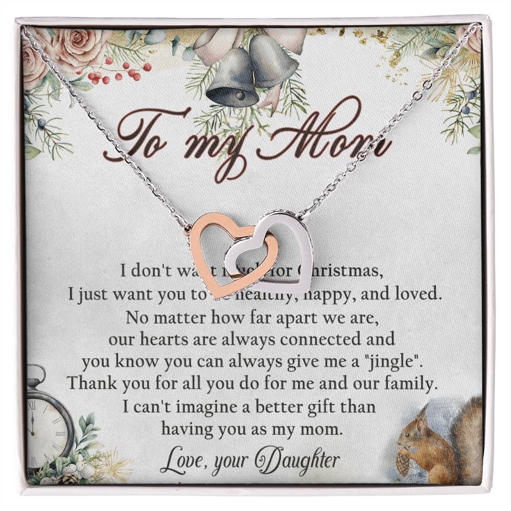 To My Mom Interlocking Hearts Necklace Message Card