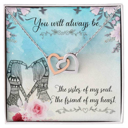 Gift For Sister - The Sister Of My Soul Necklace Interlocking Hearts Necklace