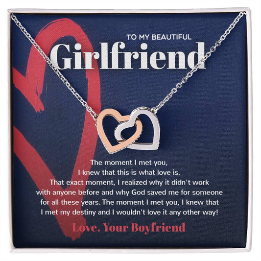 God Saved Me For You - Interlocked Hearts Necklace For Girlfriend Interlocking Hearts Necklace