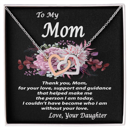 To My Mom Gift Necklace To Mom From Daughter Message Card Necklace Mother'S Day Gift Necklace Mom Birthday Gift Necklace Interlocking Hearts Necklace
