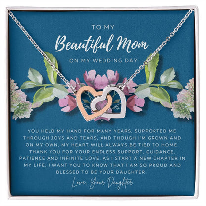 Mother Of The Bride Necklace Jewelry Gift From Bride To Mom Gift From Daughter On Wedding Day Gift For Mother On Wedding Day Interlocking Hearts Necklace