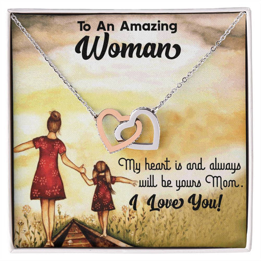 To An Amazing Woman Interlocking Hearts Necklace