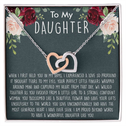 To My Daughter Necklace Gift For Daughter From Mom Sentimental Gift For Birthday Graduation Anniversary Interlocking Hearts Necklace