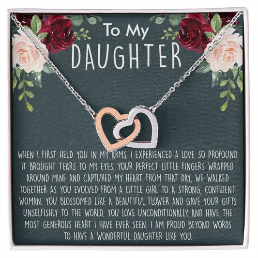 To My Daughter Necklace Gift For Daughter From Mom Sentimental Gift For Birthday Graduation Anniversary Interlocking Hearts Necklace