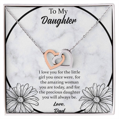To My Daughter I Love You For The - Love Dad Interlocking Hearts Necklace