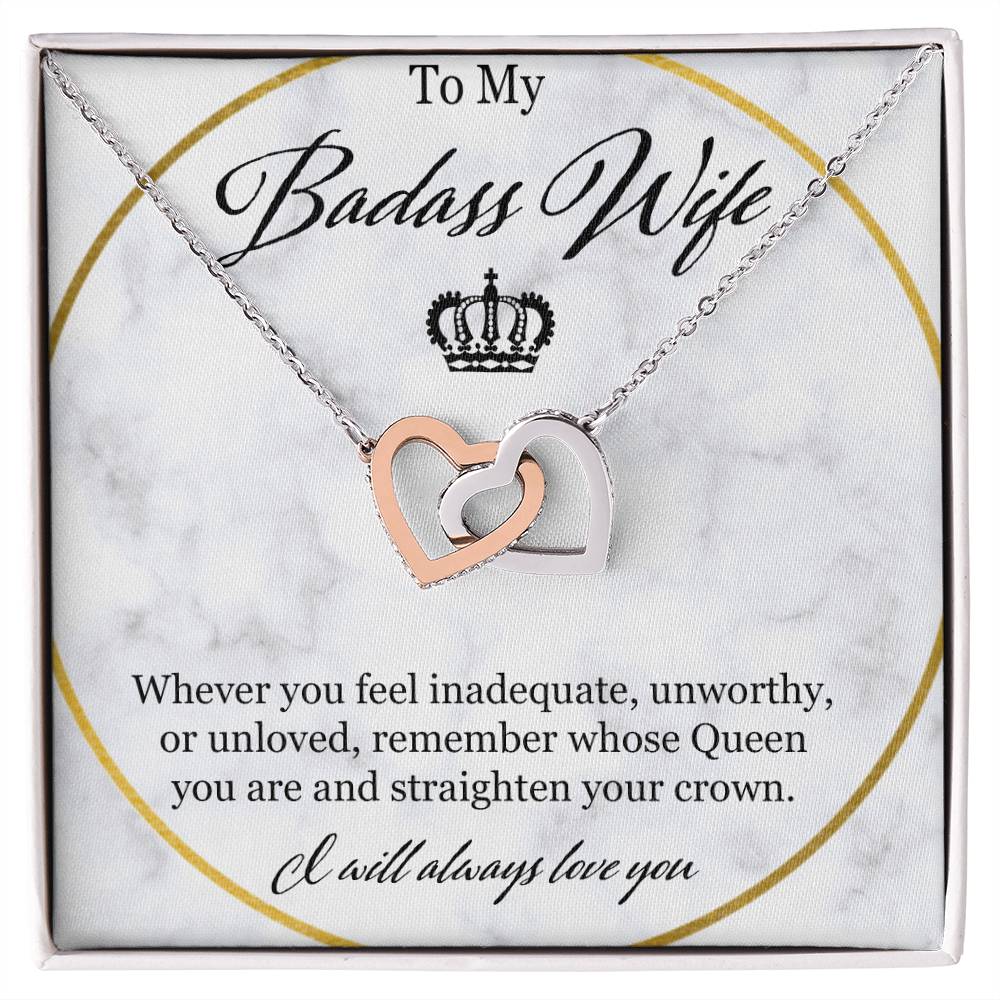 To My Badass Wife Interlocking Hearts Necklace