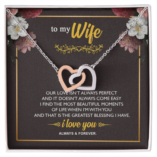 To My Wife - Interlocking Hearts - So40 Interlocking Hearts Necklace