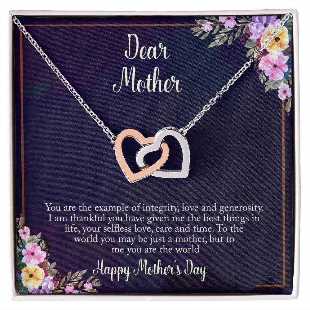 Mother'S Day Gift- Dear Mother Necklace Interlocking Hearts Necklace