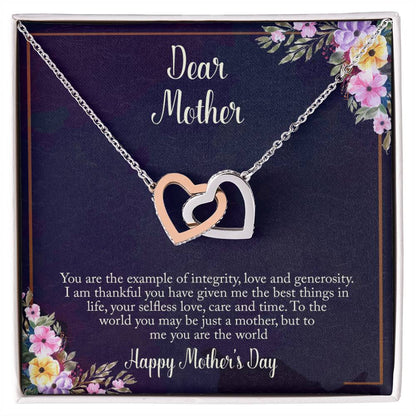 Mother'S Day Gift- Dear Mother Necklace Interlocking Hearts Necklace