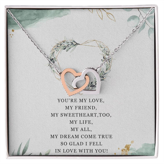 To My Girlfriend Interlocking Hearts Necklace Message Card