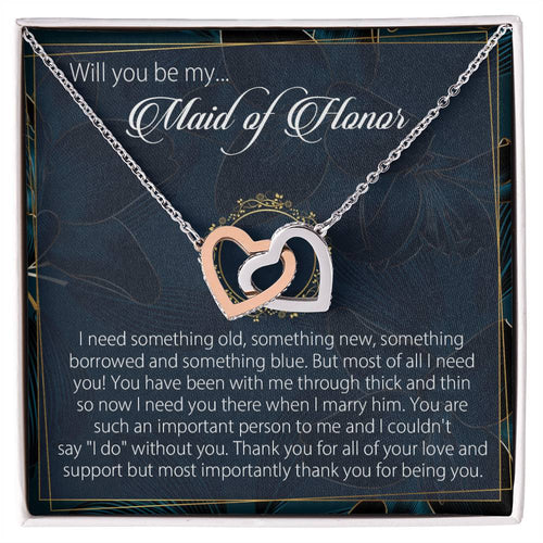 Will You Be My Maid Of Honor Necklace Giftmaid Of Honor Gift Necklacemaid Of Honor Wedding Gift Interlocking Hearts Necklace Wedding Gift