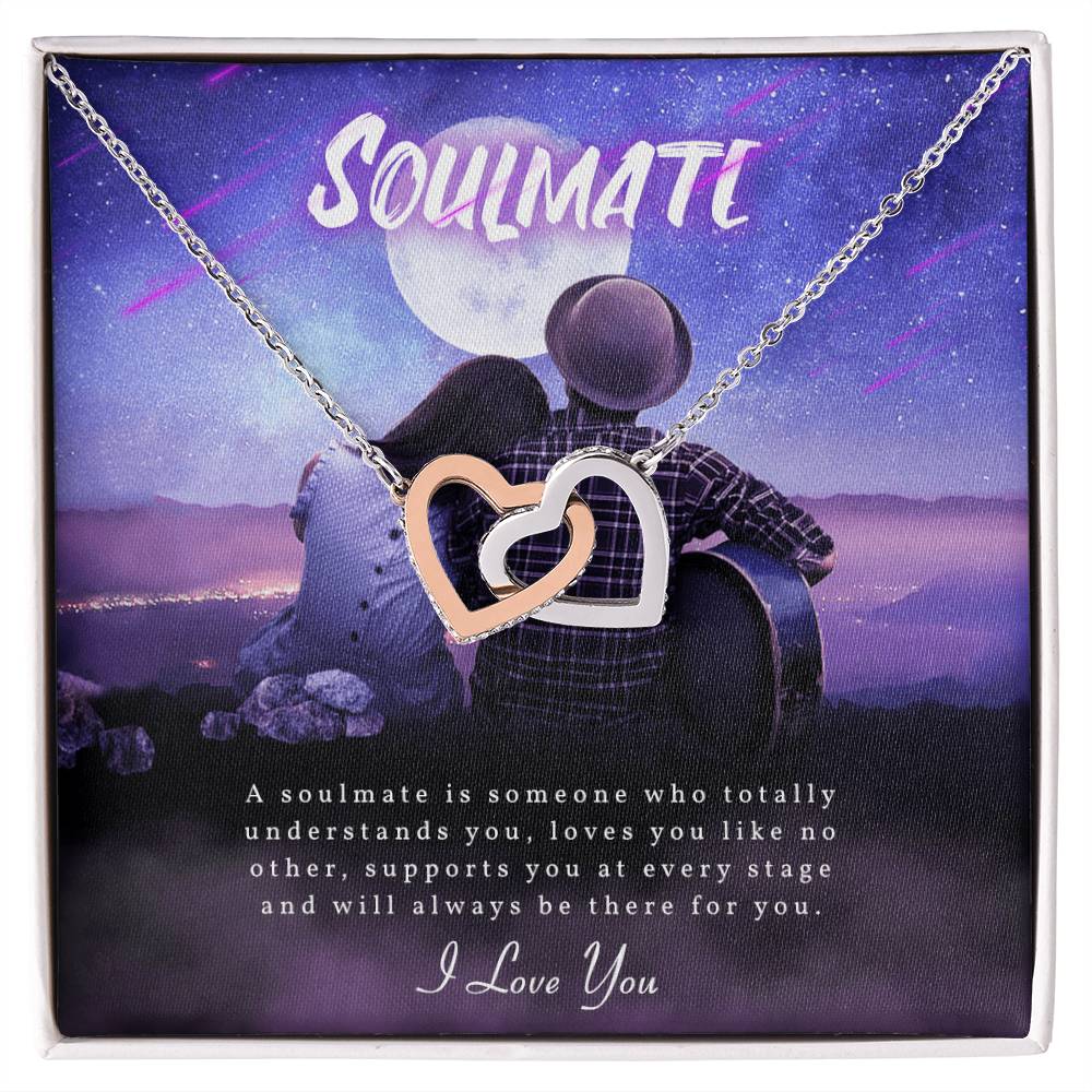 To My Soulmate - Silver Love Knot Necklace Interlocking Hearts Necklace