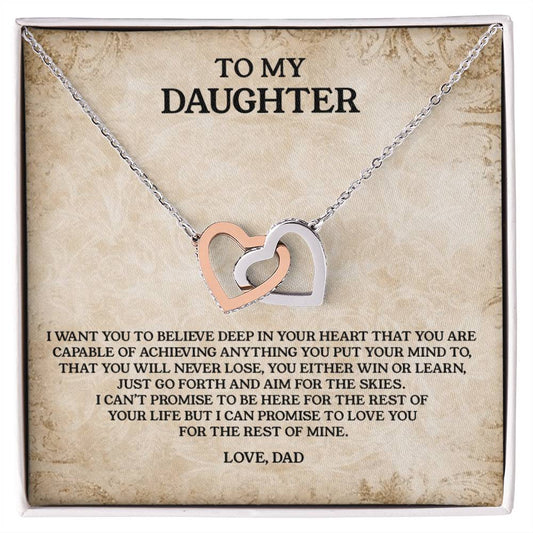 To My Daughter - Love Dad Interlocking Hearts Necklace