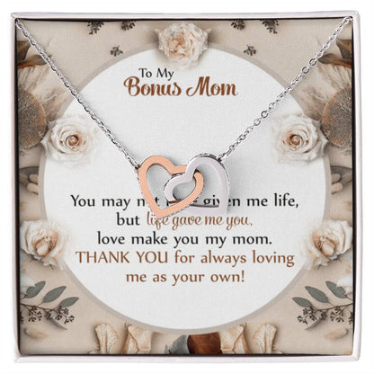 Gift For Bonus Mom - Loving Me As Your Own - The Interlocking Heart Necklace Interlocking Hearts Necklace