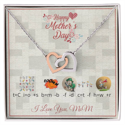 Interlocking Heart Necklace For Mom With Riddle Message Card Interlocking Hearts Necklace