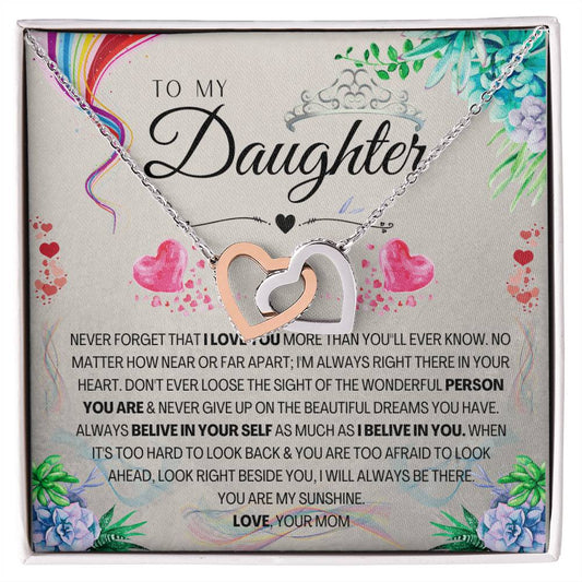 To My Daughter Interlocking Hearts Necklace