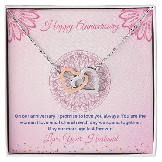 Anniversary Gift For Wife Interlocking Hearts Necklace