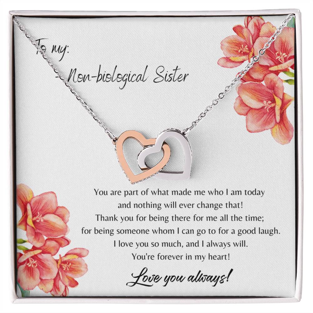 To My Non-Biological Sister Interlocking Hearts Necklace