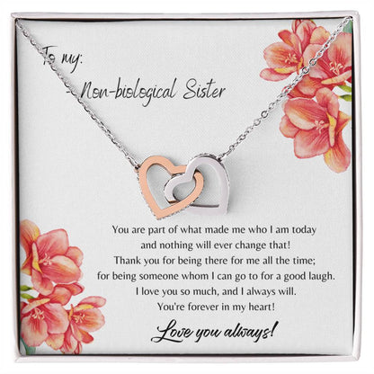 To My Non-Biological Sister Interlocking Hearts Necklace