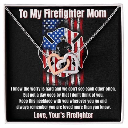 To My Firefighter Mom Necklace Interlocking Hearts Necklace
