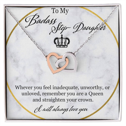 To My Badass Stepdaughter Interlocking Hearts Necklace