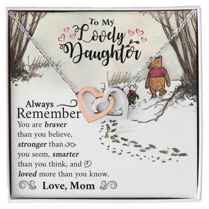 Lovely Daughter Winnie The Pooh Necklace Interlocking Hearts Necklace