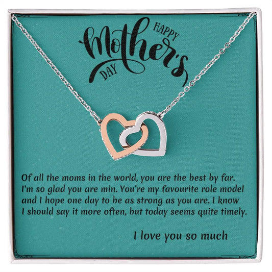 Of All Of The Moms- Interlocked Interlocking Hearts Necklace