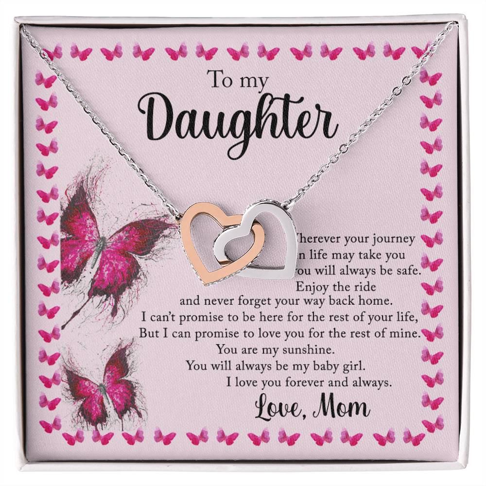 To My Daughter - I Love You Forever And Always - Love Mom Interlocking Hearts Necklace