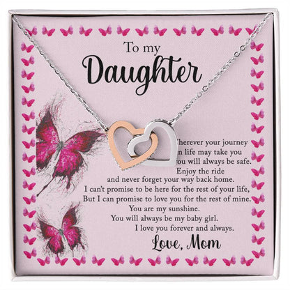 To My Daughter - I Love You Forever And Always - Love Mom Interlocking Hearts Necklace