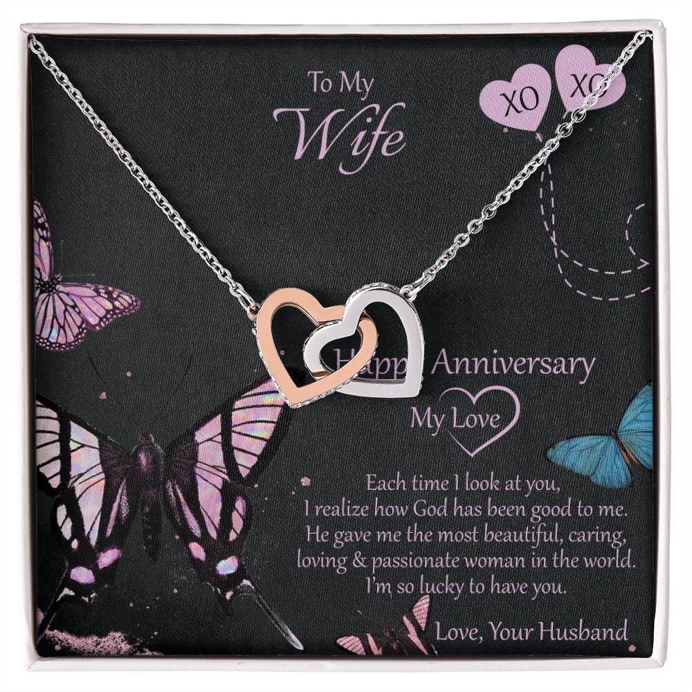 Special And Unique Gift For Wife Interlocking Hearts Necklace