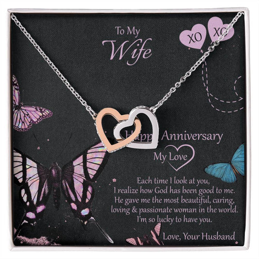 Special And Unique Gift For Wife Interlocking Hearts Necklace