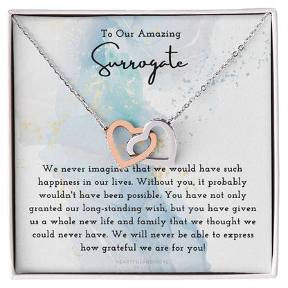 Surrogate Appreciation Gift Surrogate Gift Surrogate Gift With Message Card Surrogate Transfer Day Thank You Gift Interlocking Hearts Necklace