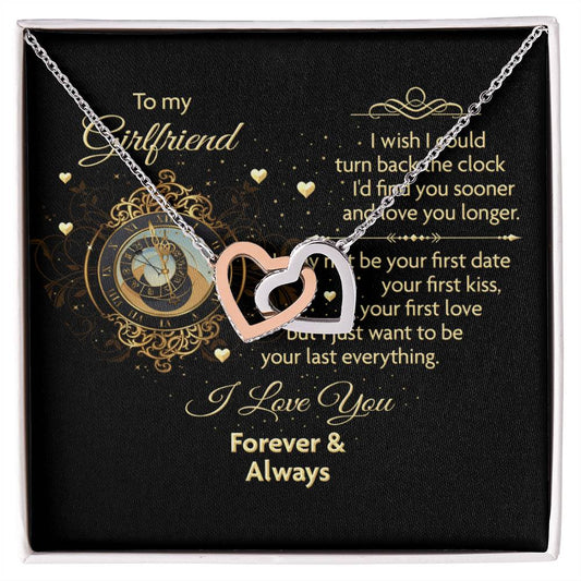 To My Girlfriend - Forever & Always Necklace Interlocking Hearts Necklace
