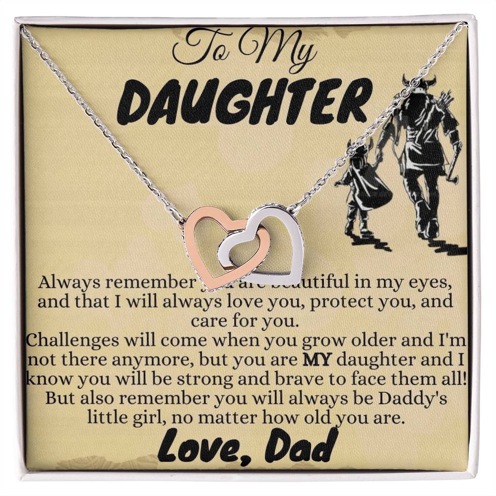 To My Lovely Daughter - Interlocking Hearts Necklace