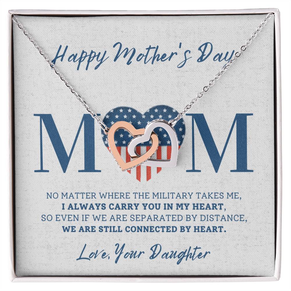 Military Daughter Carry You In My Heart Mother'S Day Necklace ???? Interlocking Hearts Necklace