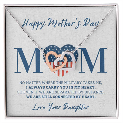 Military Daughter Carry You In My Heart Mother'S Day Necklace ???? Interlocking Hearts Necklace
