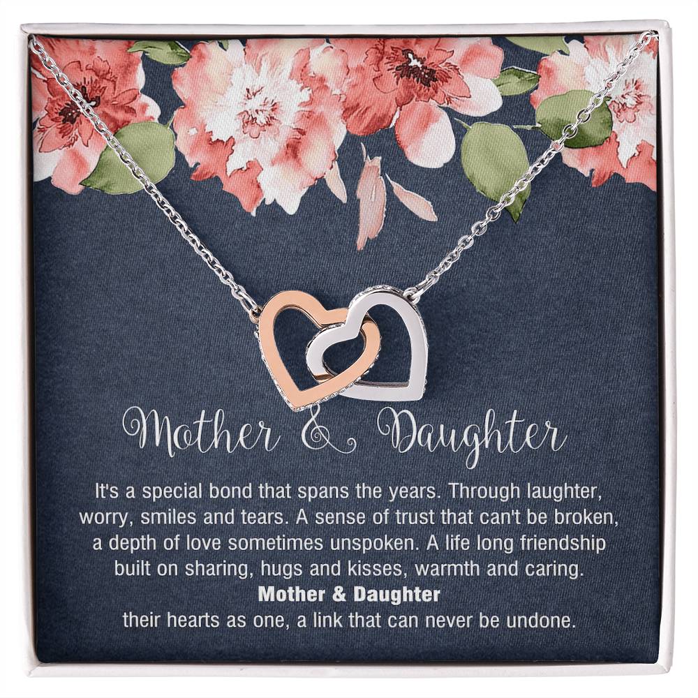 Mother & Daughter - Special Bond That Spans The Years. Interlocking Hearts Necklace