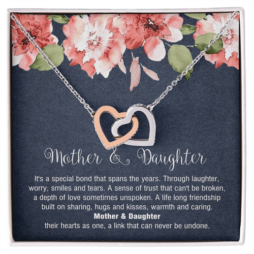 Mother & Daughter - Special Bond That Spans The Years. Interlocking Hearts Necklace