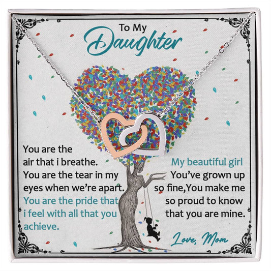 Love Always Comes From The Heart - To My Daughter Luxe Interlocking Heart Necklace Gift Set Interlocking Hearts Necklace