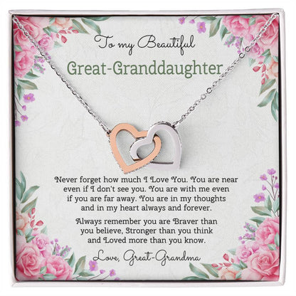 To My Beautiful Great-Granddaughter Interlocking Hearts Necklace