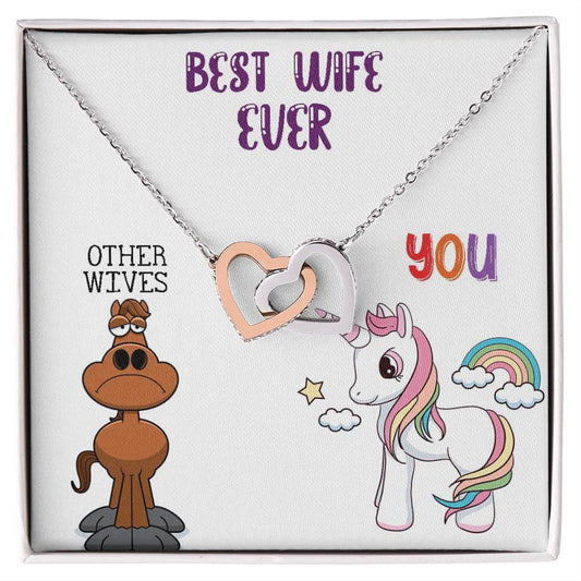Necklace Gift For Wife Best Wife Ever Jewelry Mother'S Day Gift For Wife Birthday Present Annivesary Gift Interlocking Hearts Necklace