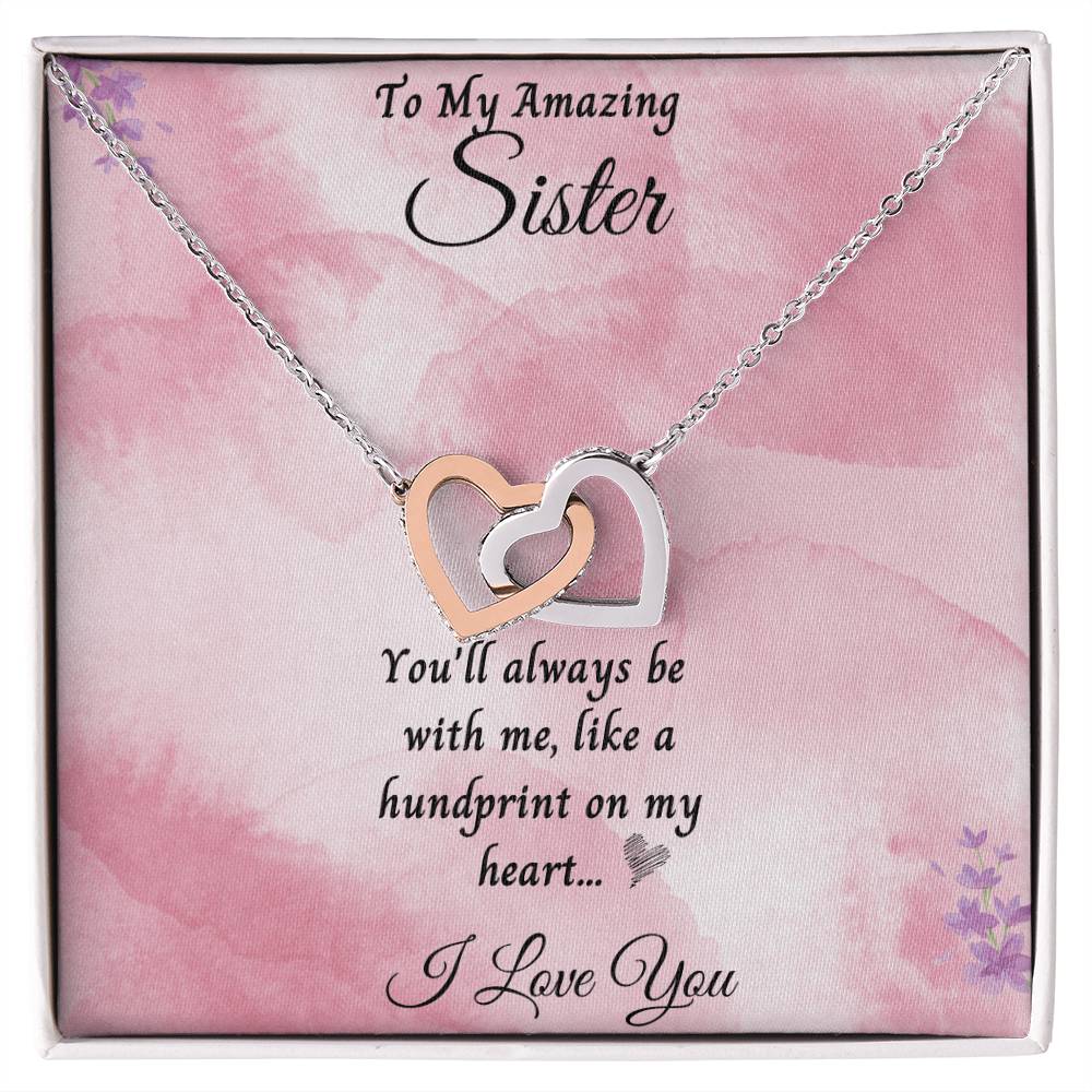 To My Amazing Sister Interlocking Hearts Necklace