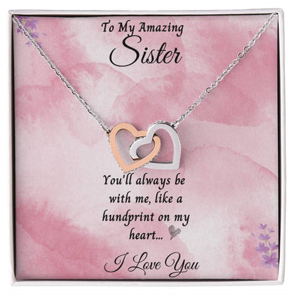 To My Amazing Sister Interlocking Hearts Necklace