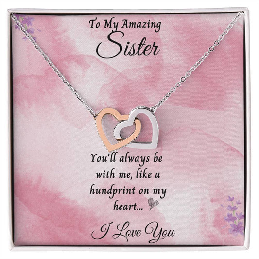 To My Amazing Sister Interlocking Hearts Necklace